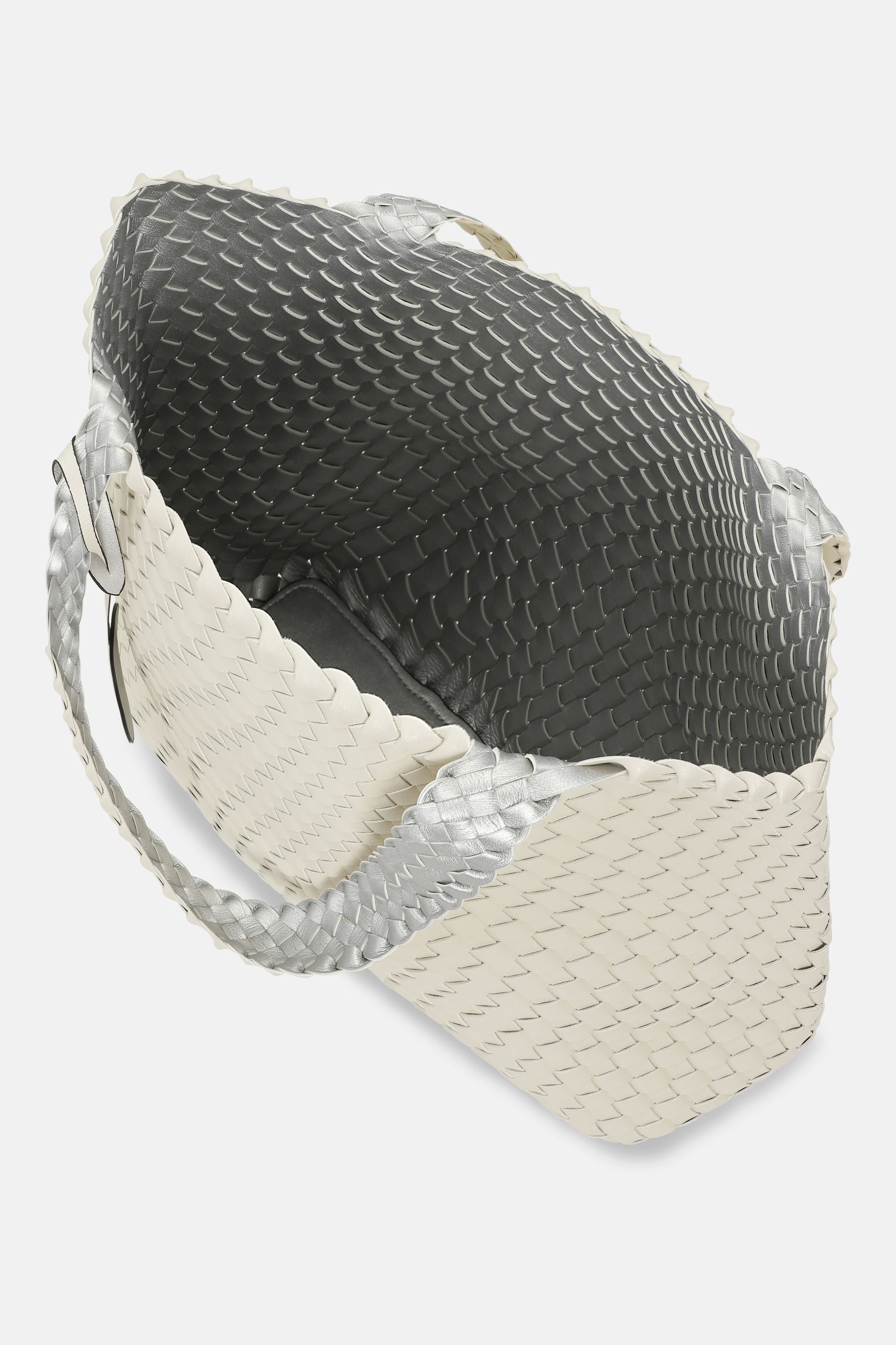 Tote Bag Flätad - Egg White Silver